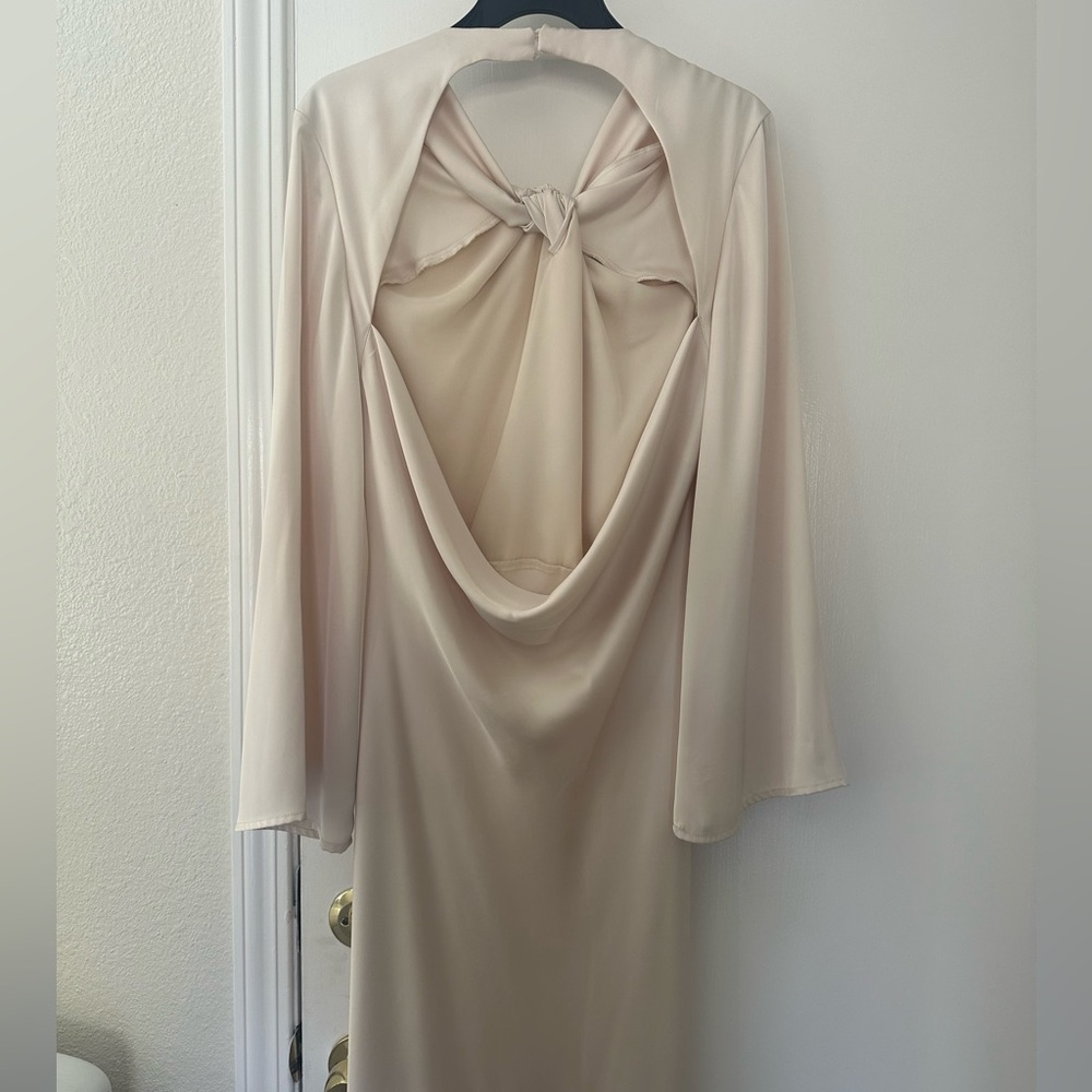 Zara Cream Long-Sleeve Midi Dress - Picture 4 of 6